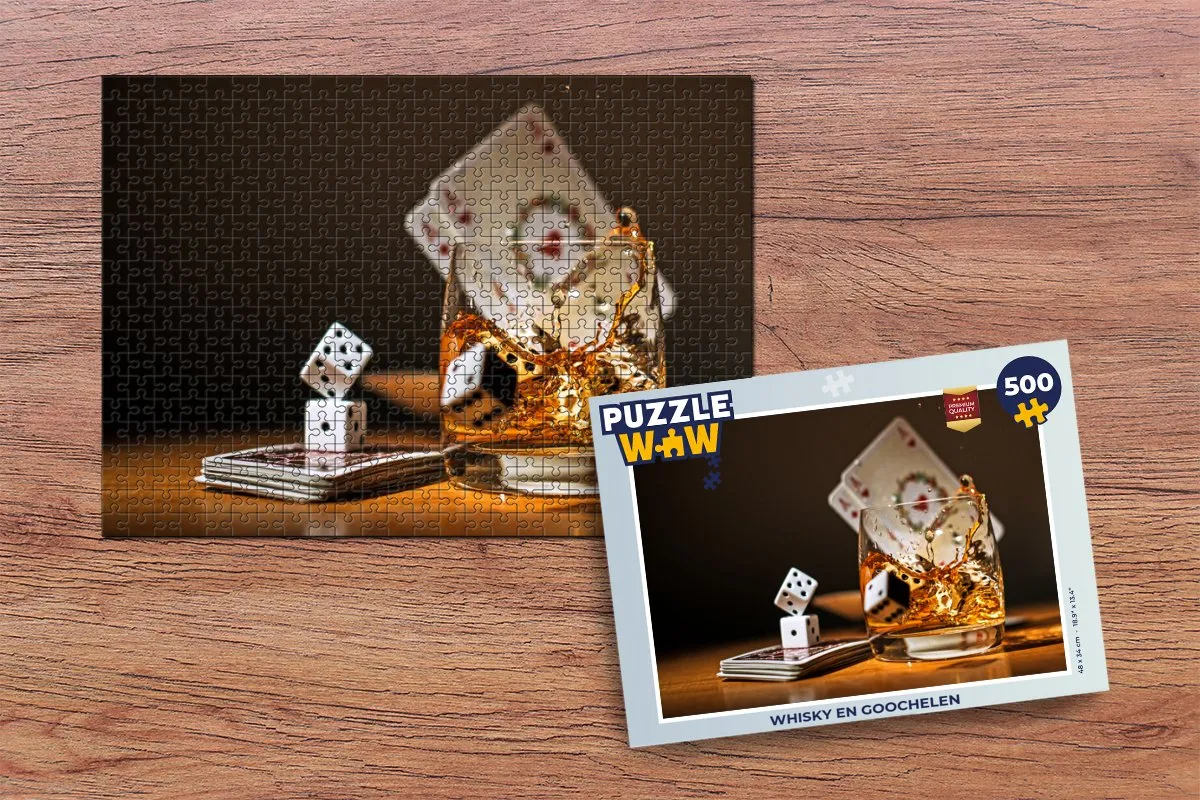 PuzzleWow Whisky en Goochelen Legpuzzel 500 Stuks - Multicolor