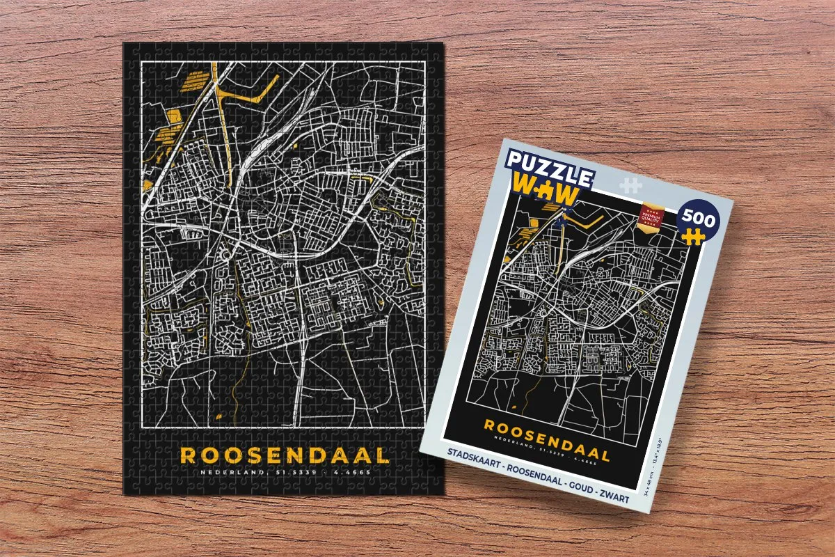 PuzzleWow Stadskaart Roosendaal Legpuzzel 500 Stuks - Multicolor