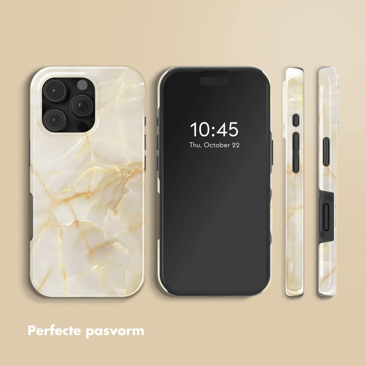 Selencia Hoesje iPhone 16 Pro Golden Beige Marble