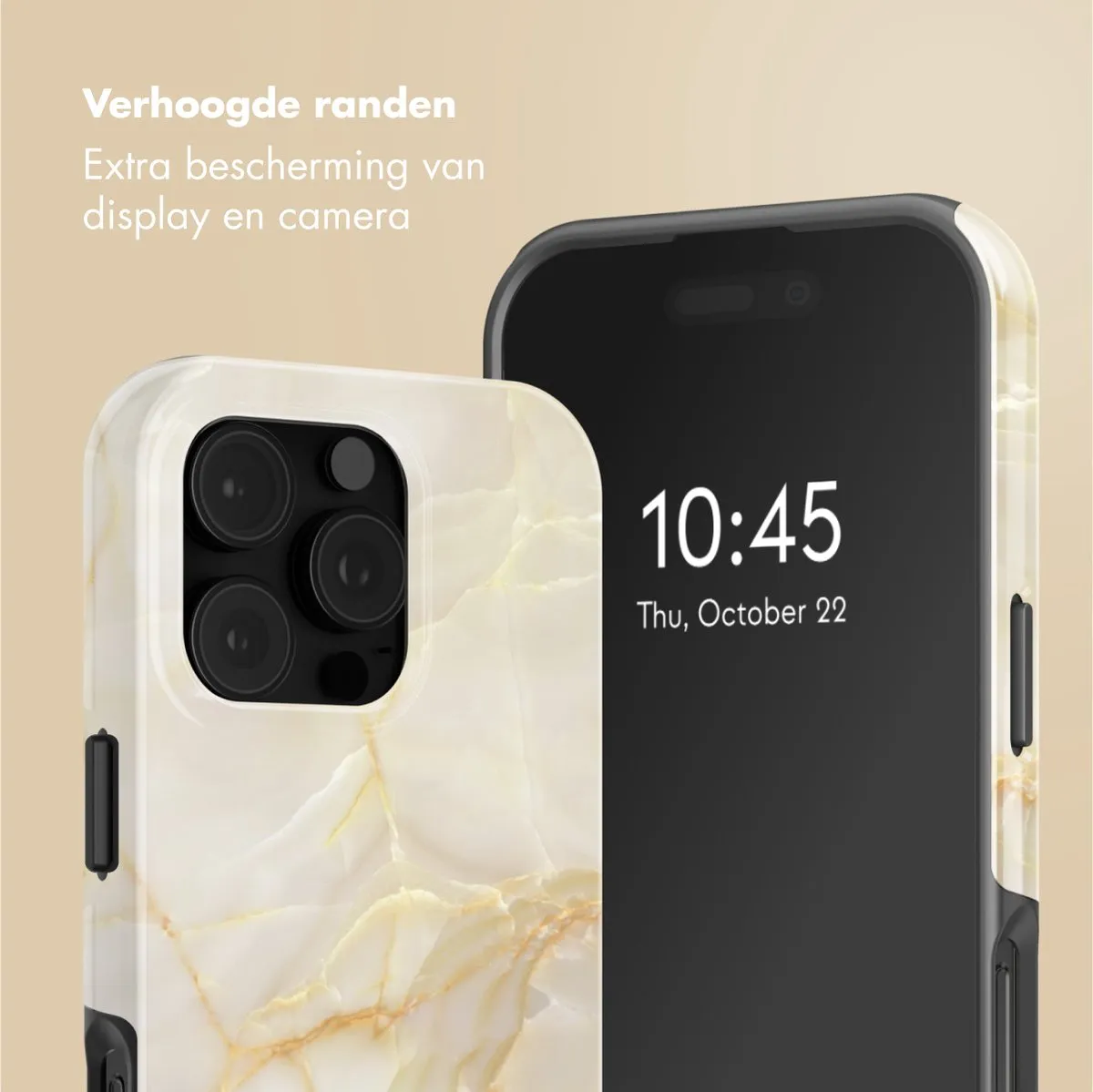 Selencia Hoesje iPhone 16 Pro Golden Beige Marble