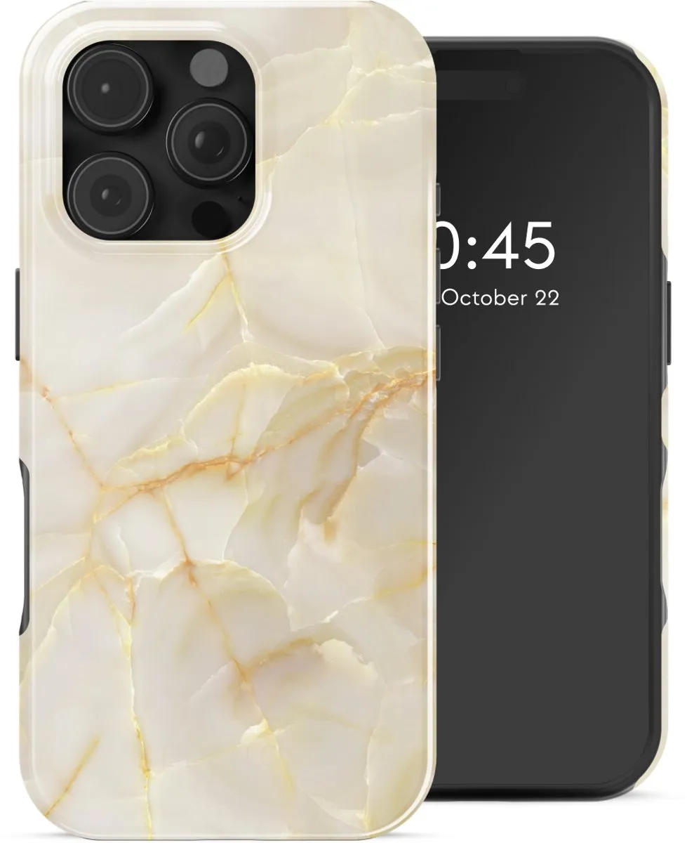 Selencia Hoesje iPhone 16 Pro Golden Beige Marble