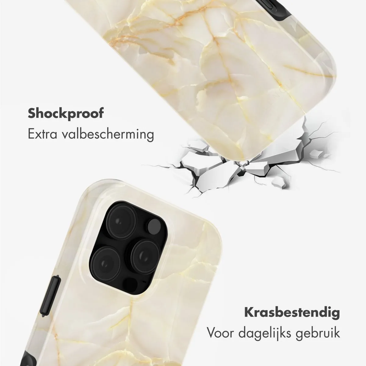 Selencia Hoesje iPhone 16 Pro Golden Beige Marble