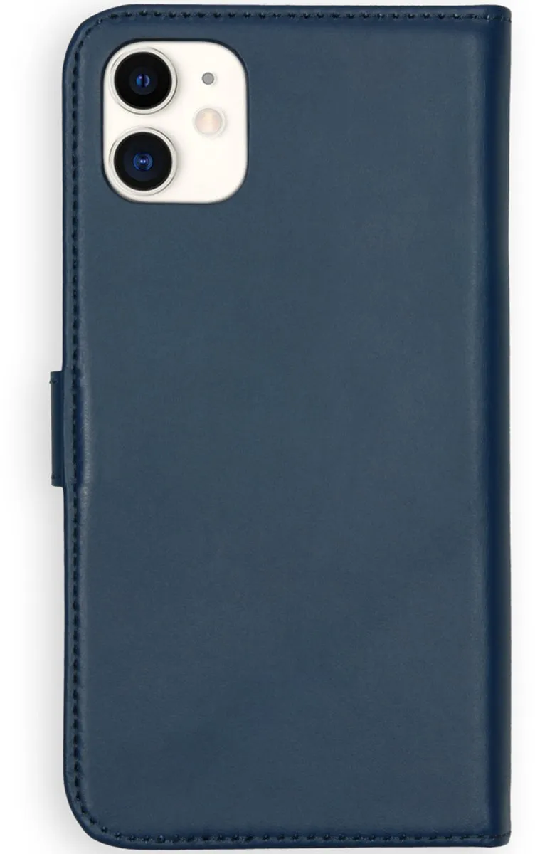 Selencia Hoesje iPhone 11 - Echt Lederen Bookcase - Blauw - 3 Pasjes