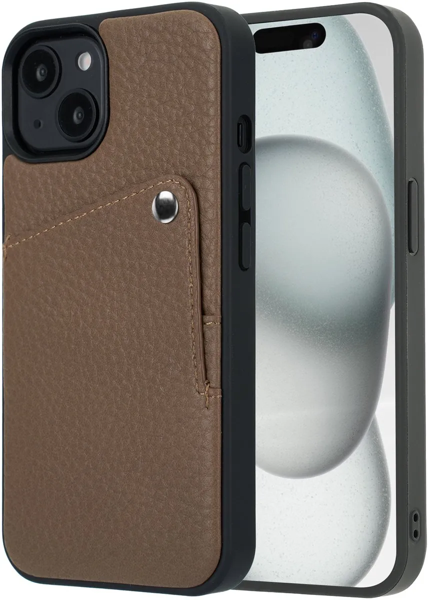 Selencia Hoesje iPhone 15 - Pashouder Mocha Brown