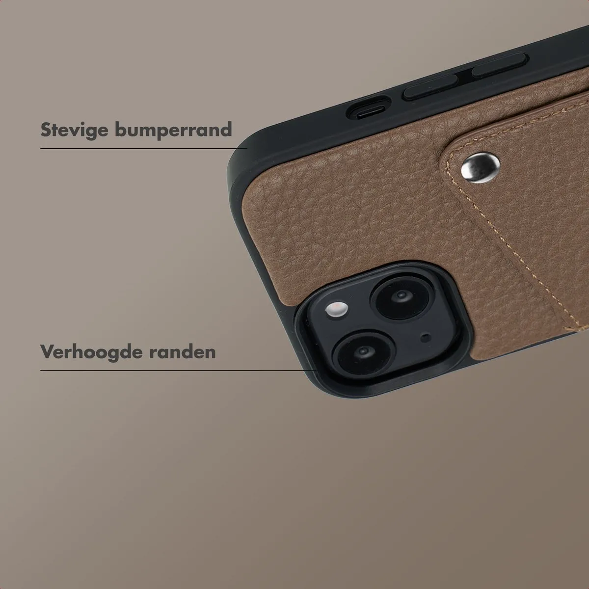 Selencia Hoesje iPhone 15 - Pashouder Mocha Brown