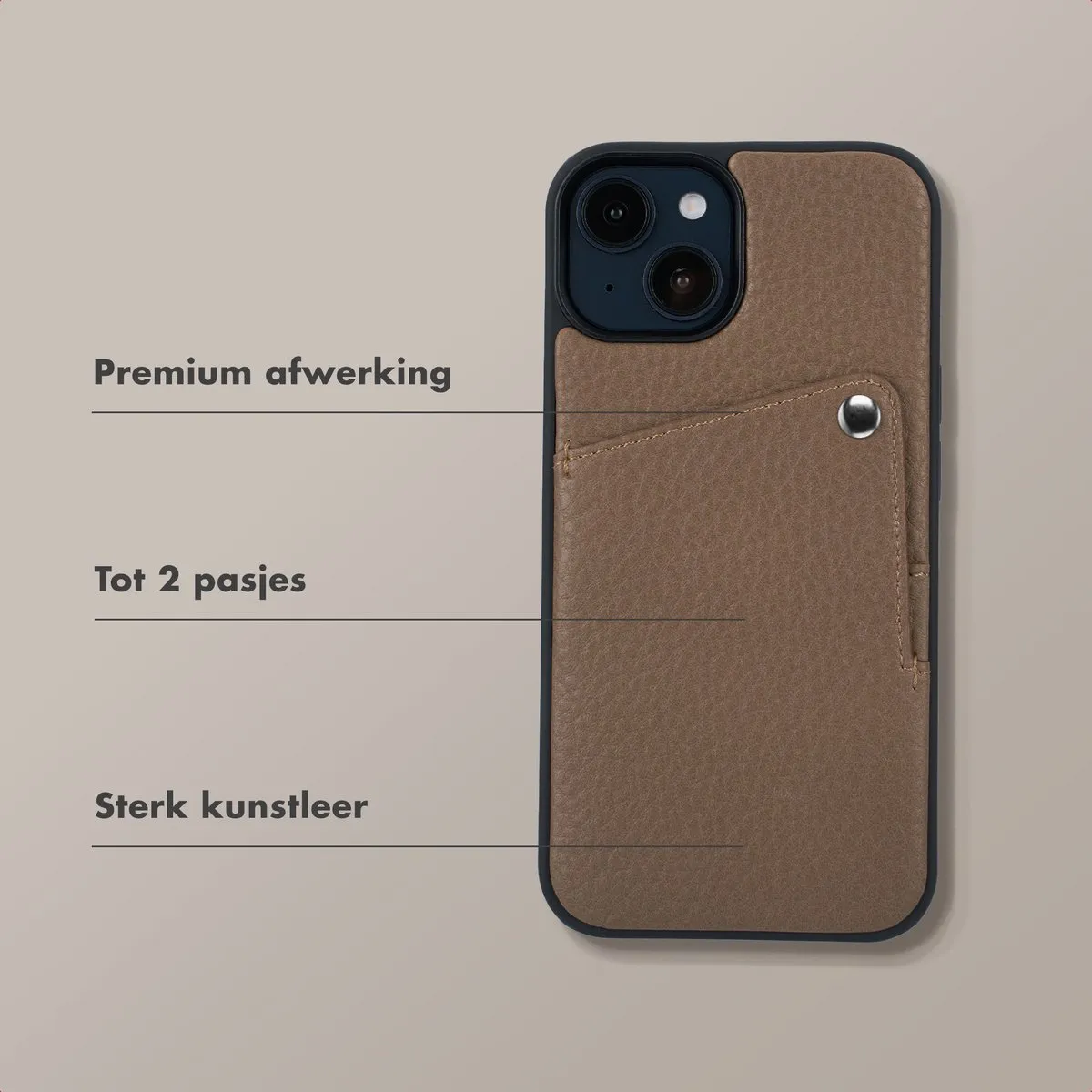 Selencia Hoesje iPhone 15 - Pashouder Mocha Brown