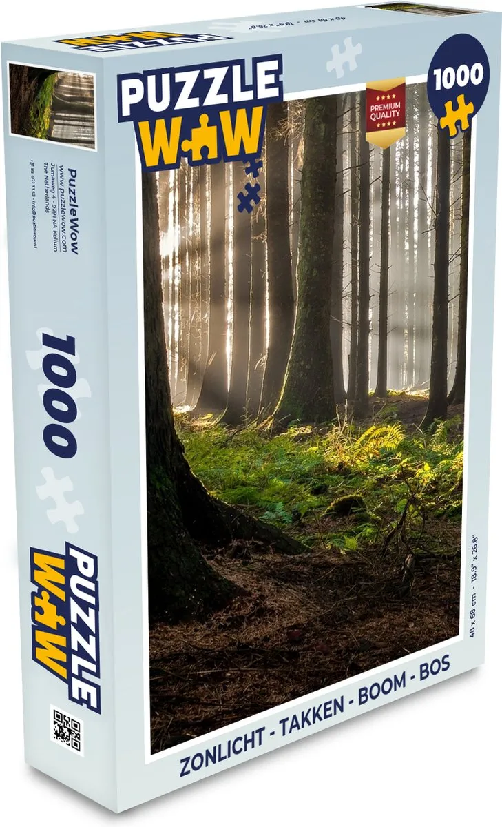 PuzzleWow Legpuzzel 1000 Stuks - Takken Bomen Bos Natuur - Multicolor