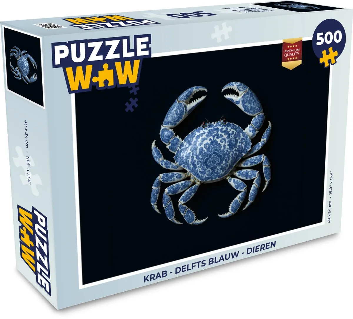 PuzzleWow Krab Legpuzzel 500 Stuks - Delfts blauw