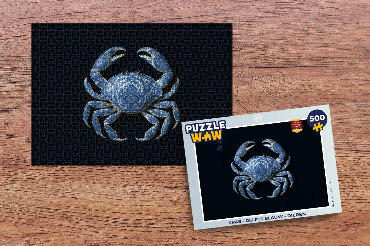 PuzzleWow Krab Legpuzzel 500 Stuks - Delfts blauw