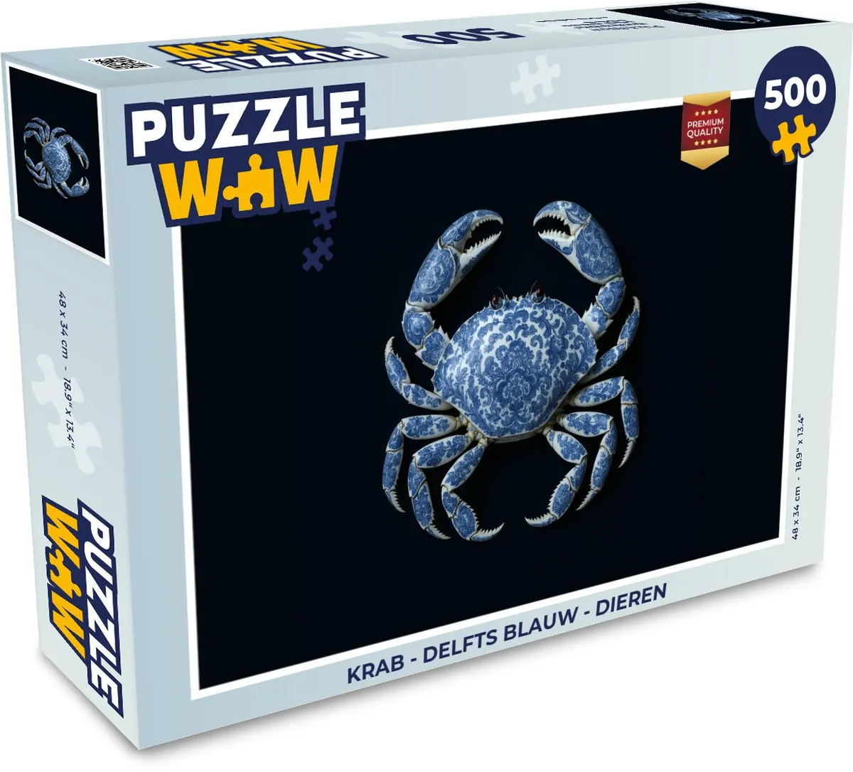 PuzzleWow Krab Legpuzzel 500 Stuks - Delfts blauw