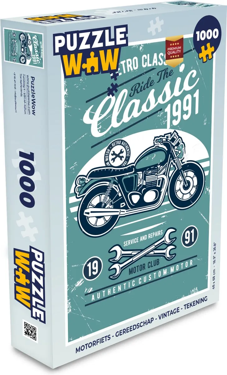 PuzzleWow Motorfiets Vintage Legpuzzel 1000 Stuks