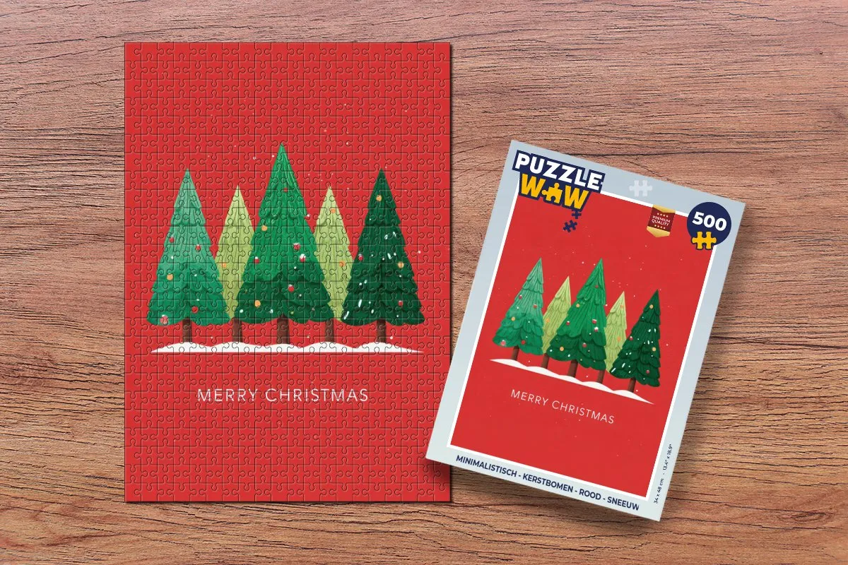 PuzzleWow Minimalistisch Kerstboom Puzzle 500 Stuks - Rood