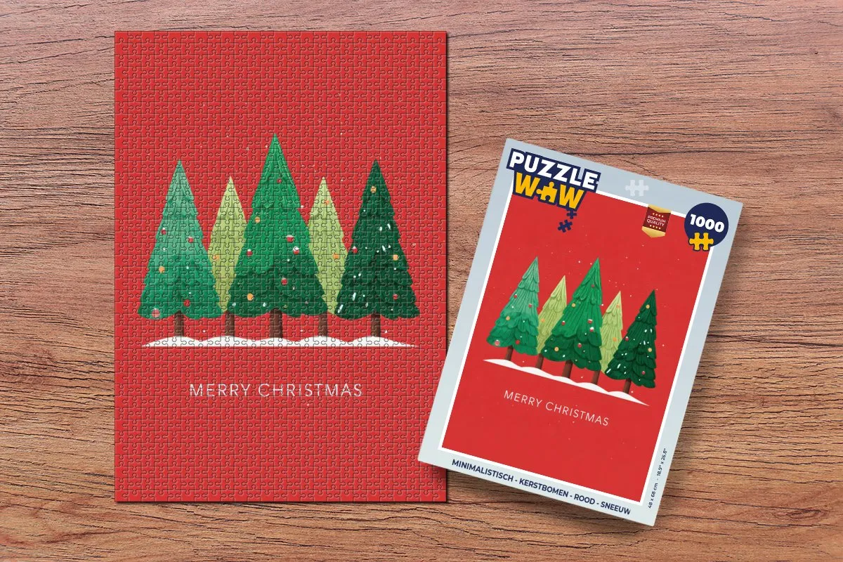 PuzzleWow Minimalistisch Kerstboom Puzzle 500 Stuks - Rood