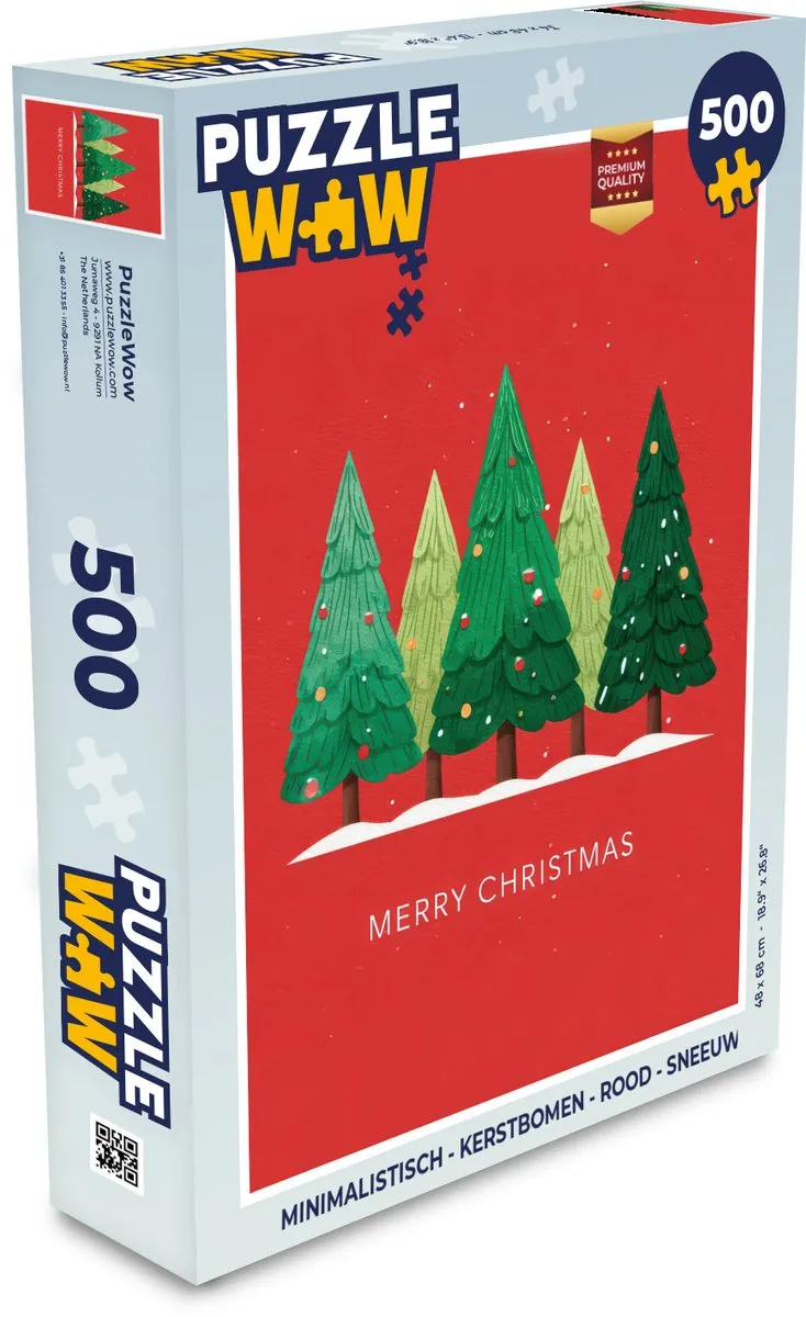 PuzzleWow Minimalistisch Kerstboom Puzzle 500 Stuks