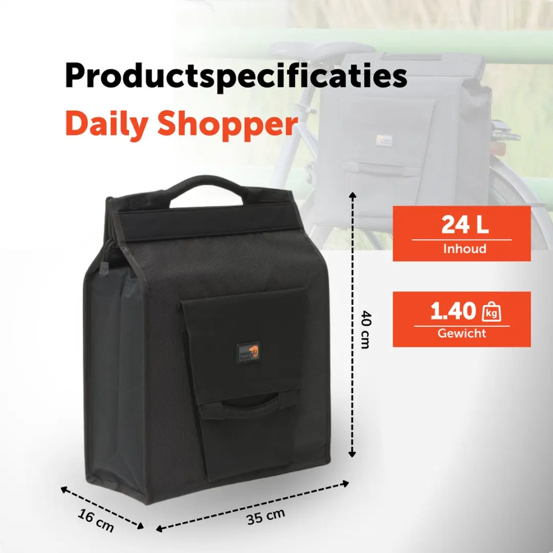 New Looxs Basic Daily Shopper Enkele Fietstas 24L - Zwart - afbeelding 4 van 6