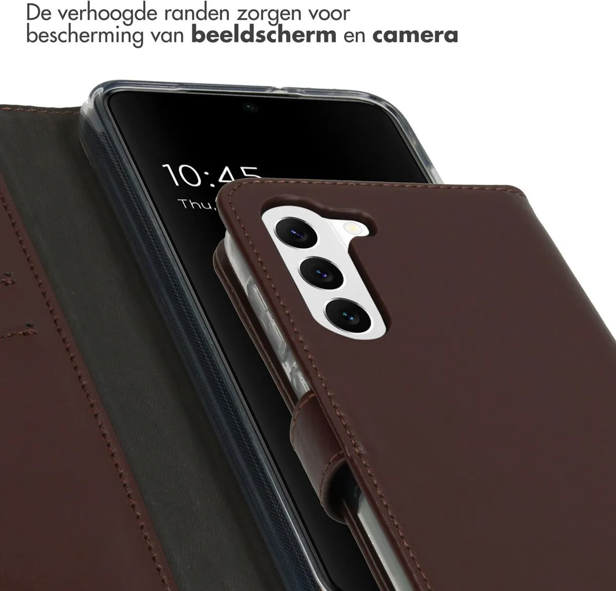 Selencia Hoesje Samsung Galaxy S23 - Echt Lederen Bookcase Bruin