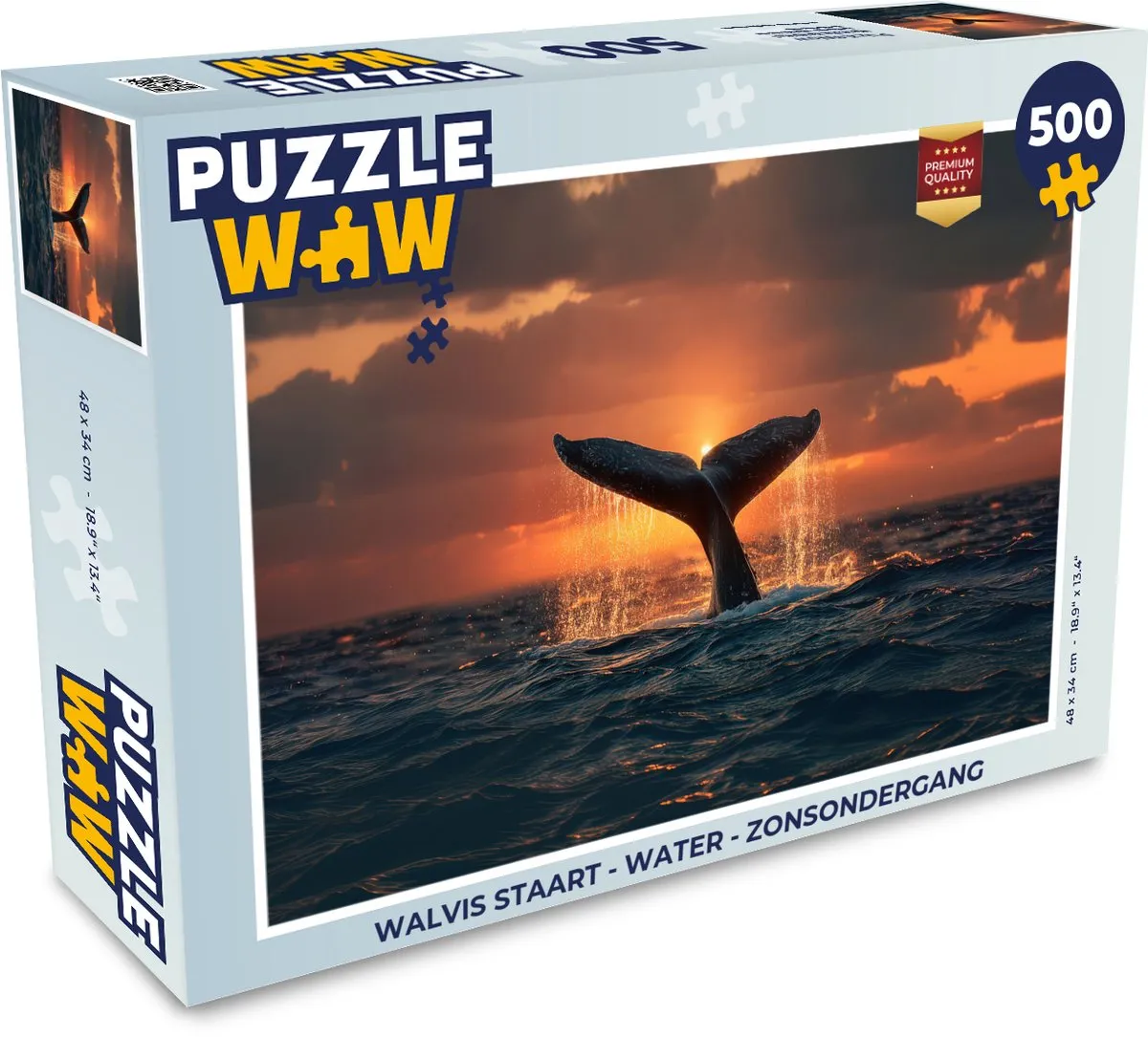 PuzzleWow Walvis Staart Puzzle 500 Stuks - Water/Zonsondergang