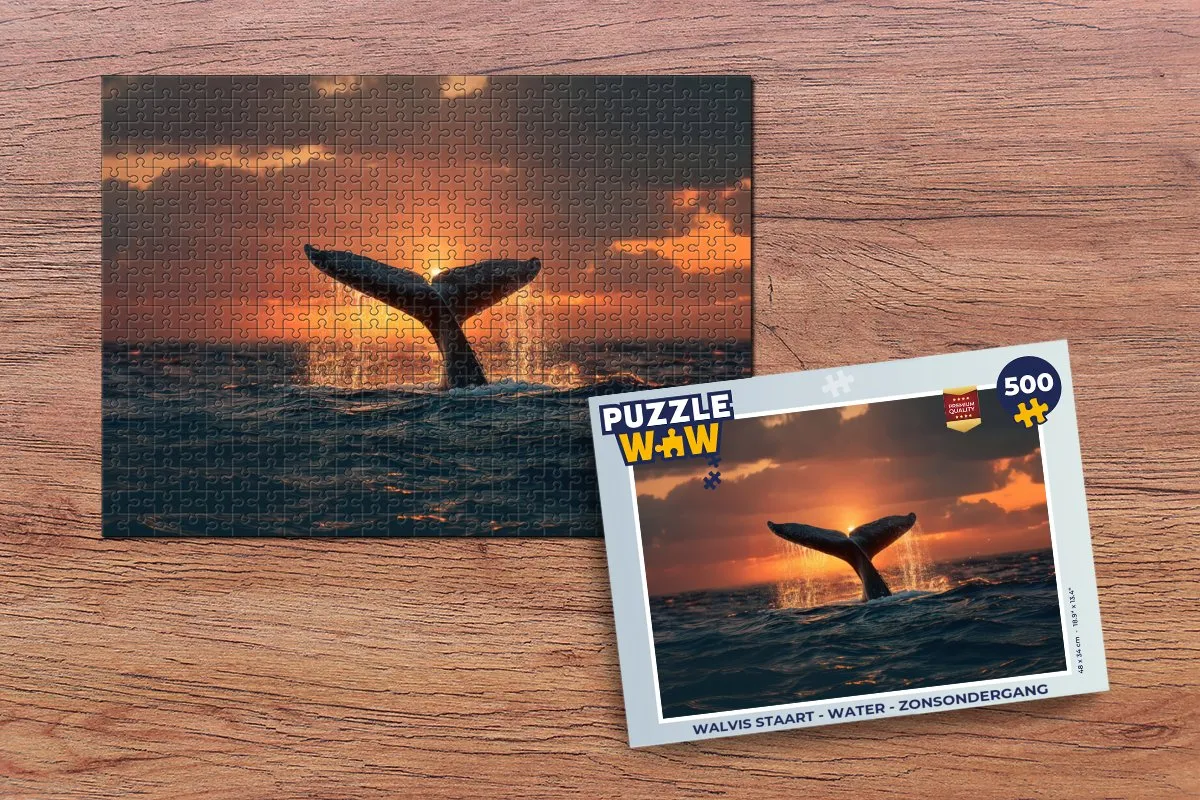 PuzzleWow Walvis Staart Puzzle 500 Stuks - Water/Zonsondergang