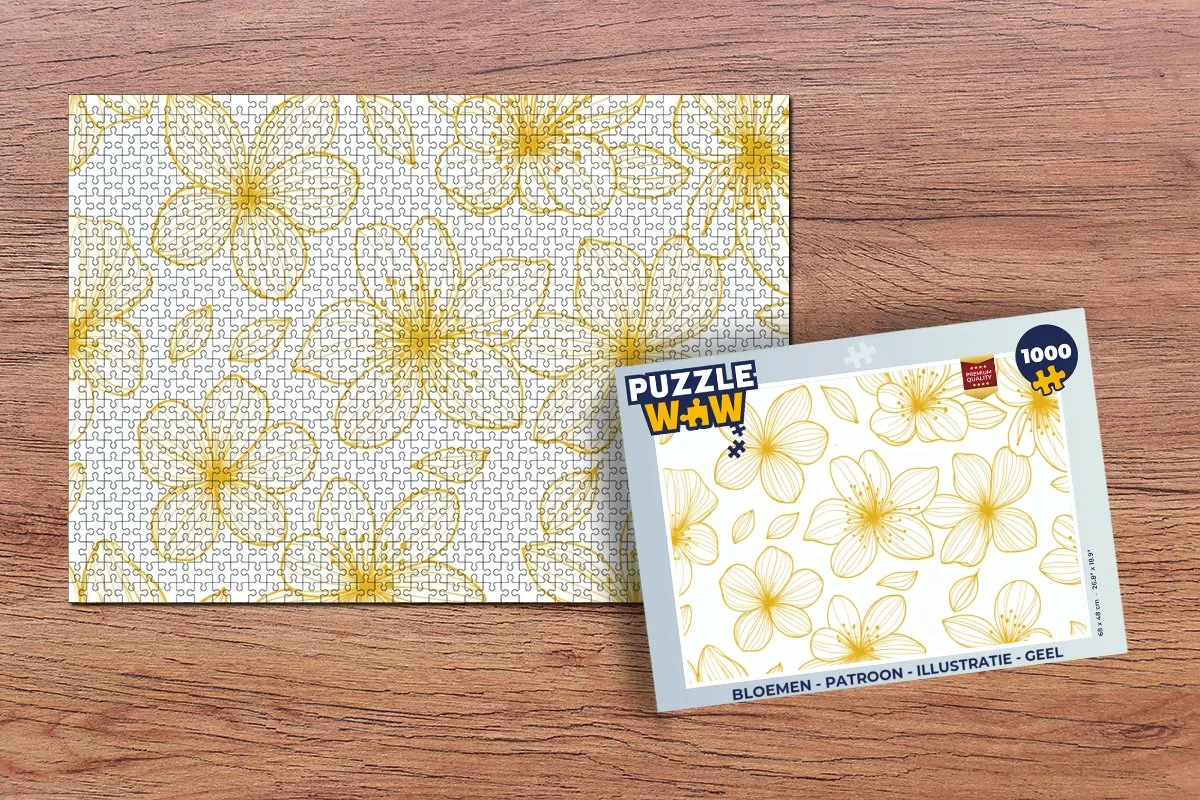 PuzzleWow Bloemen Legpuzzel 1000 Stuks - Geel Patroon