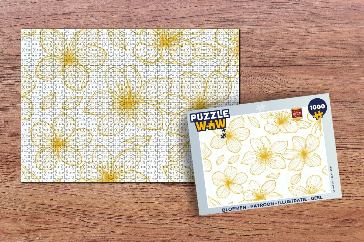 PuzzleWow Bloemen Legpuzzel 1000 Stuks - Geel Patroon
