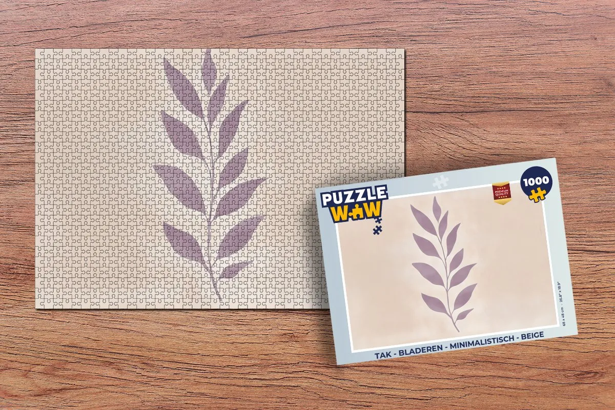 PuzzleWow Tak Bladeren Minimalistisch Legpuzzel 1000 Stuks - Beige