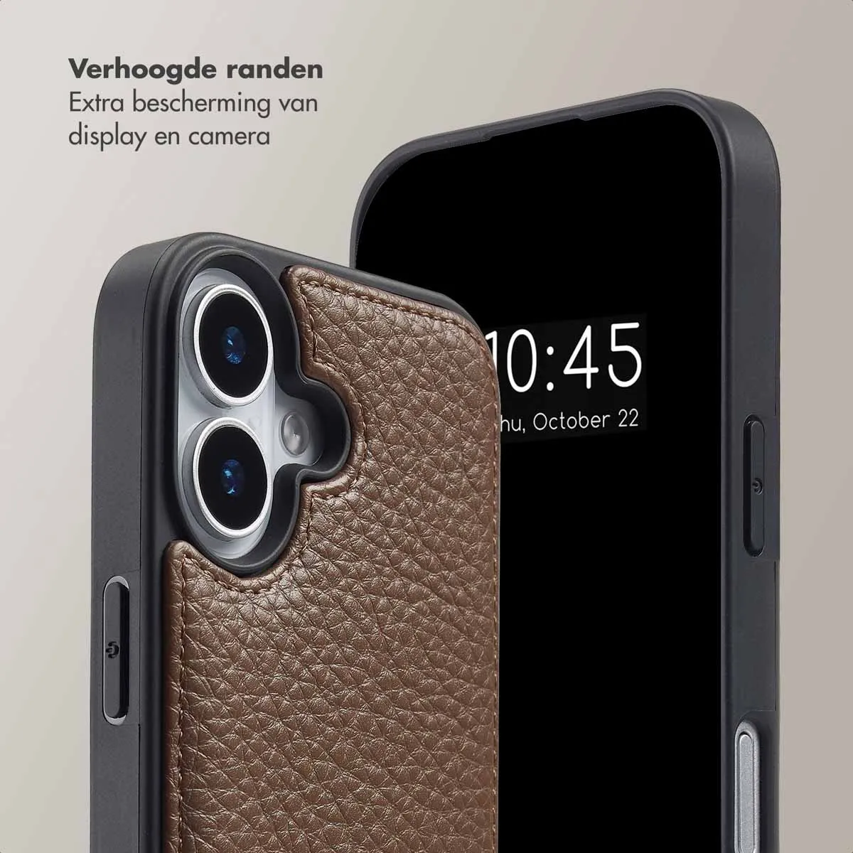 Selencia Hoesje iPhone 17 - Backcover met koord - 2 Pasjes - Mocha Brown - afbeelding 6 van 6