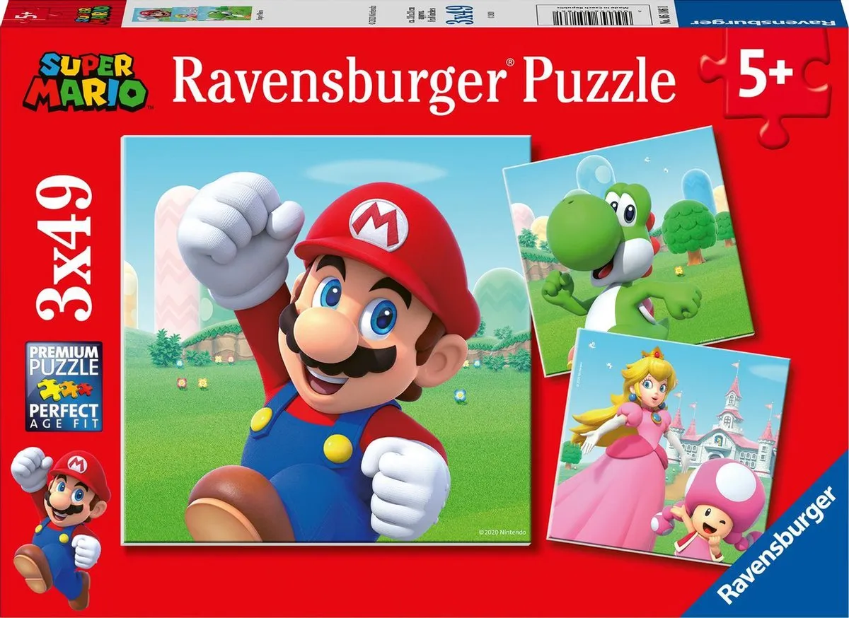 Ravensburger Super Mario Puzzel - 147 Stuks (3x49) - Multicolor