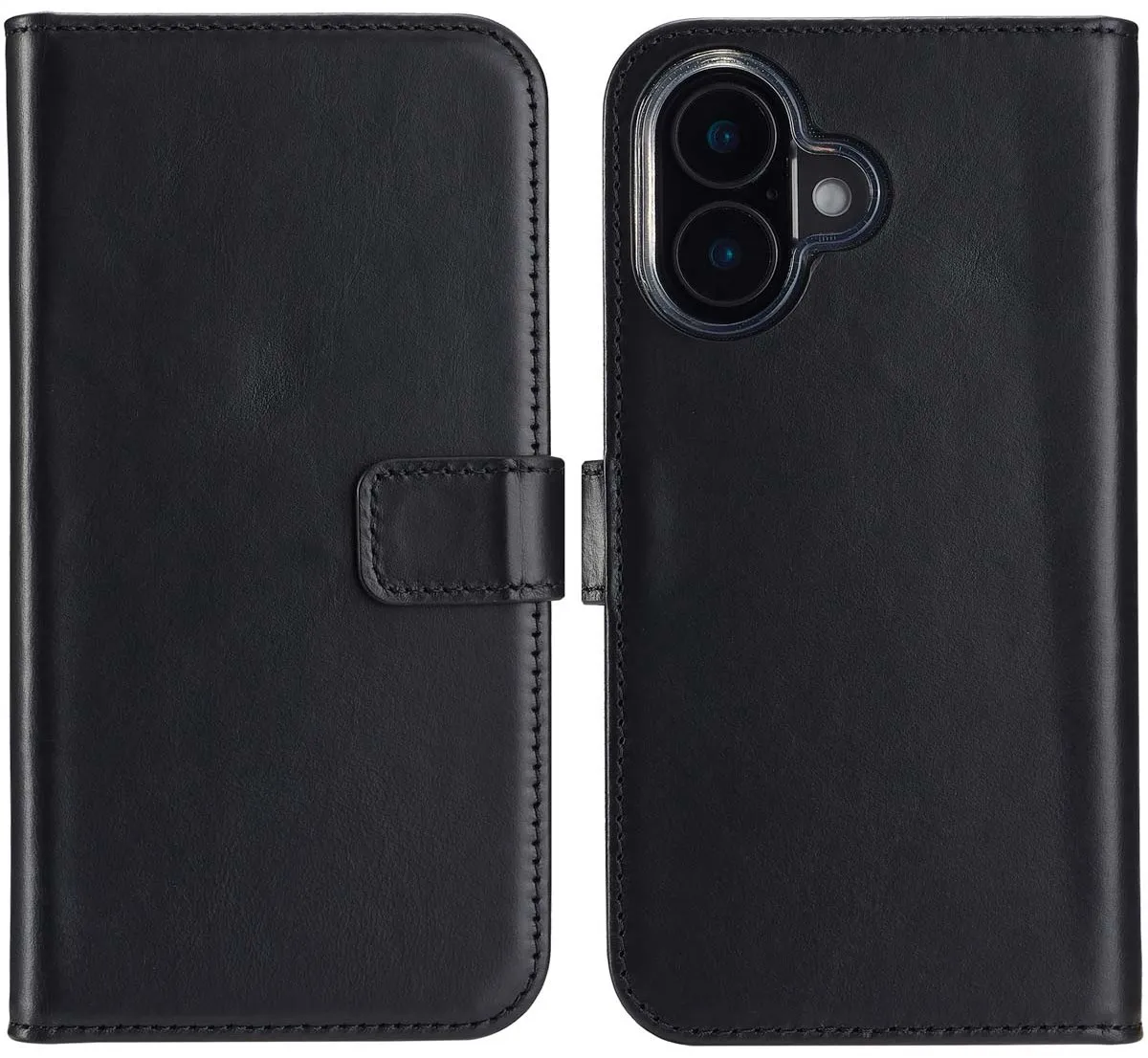 Selencia Hoesje iPhone 16 Bookcase Leder Zwart - 3 Pasjes
