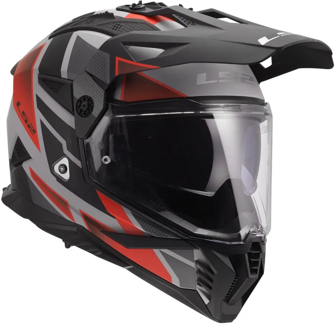 LS2 Pioneer II Block MX702 Helm - Grijs/Rood - Maat S