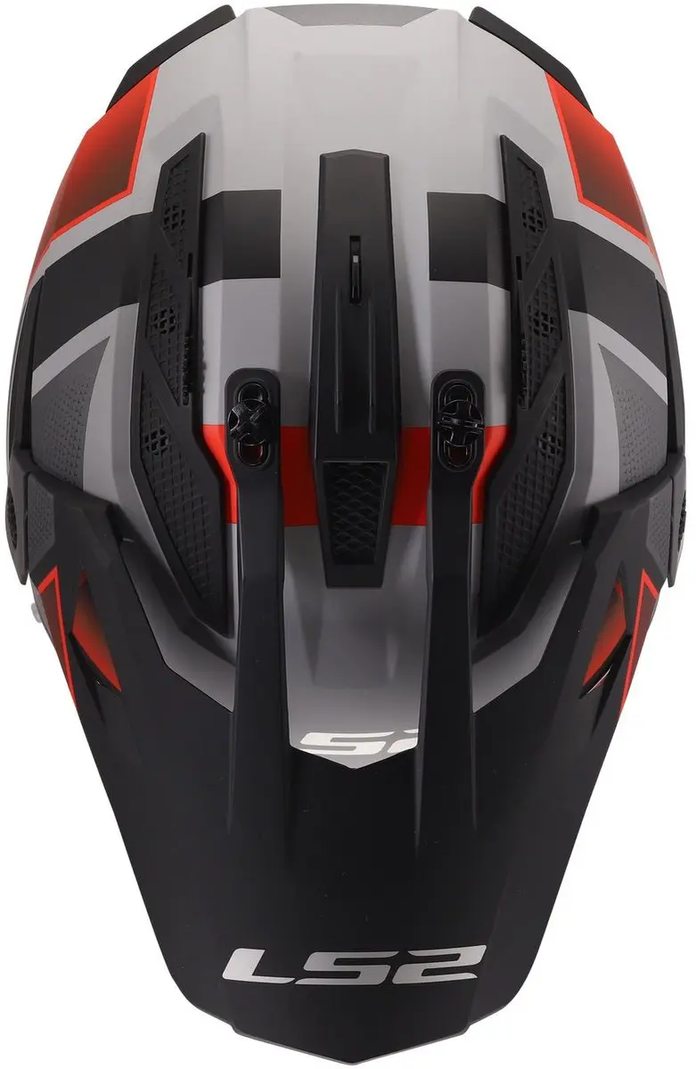 LS2 Pioneer II Block MX702 Helm - Grijs/Rood - Maat S