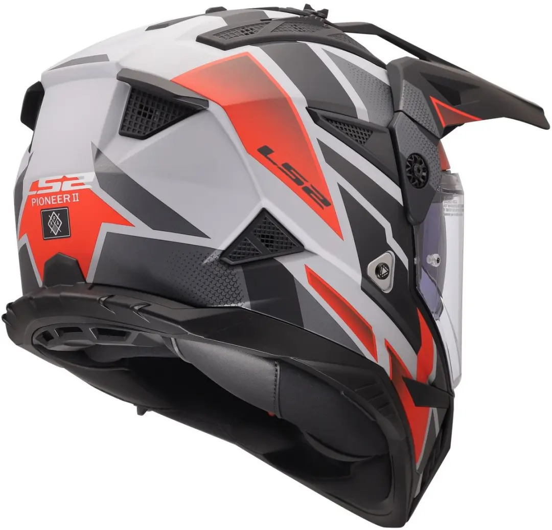 LS2 Pioneer II Block MX702 Helm - Grijs/Rood - Maat S