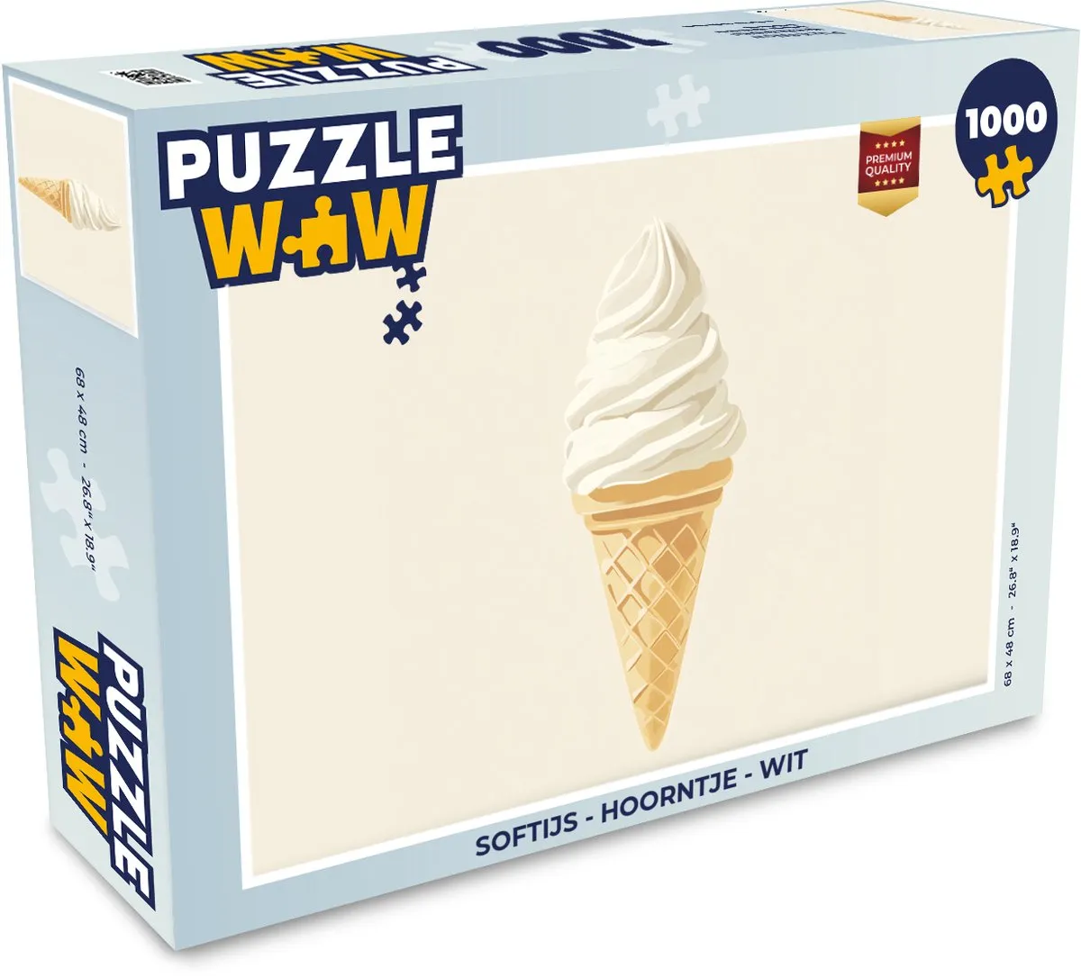 PuzzleWow Softijs Hoorntje Legpuzzel 1000 Stuks - Wit
