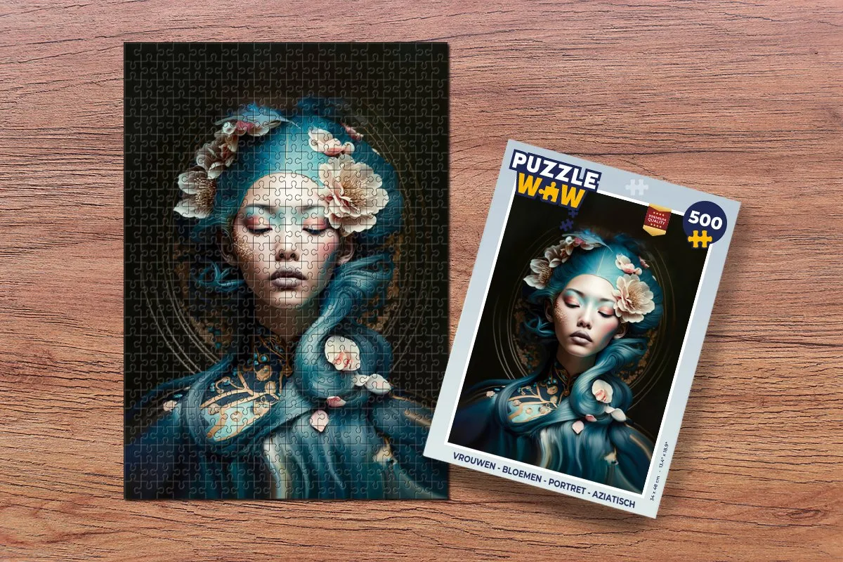 PuzzleWow Legpuzzel Bloemen Portret Aziatisch 500 Stuks - Multicolor