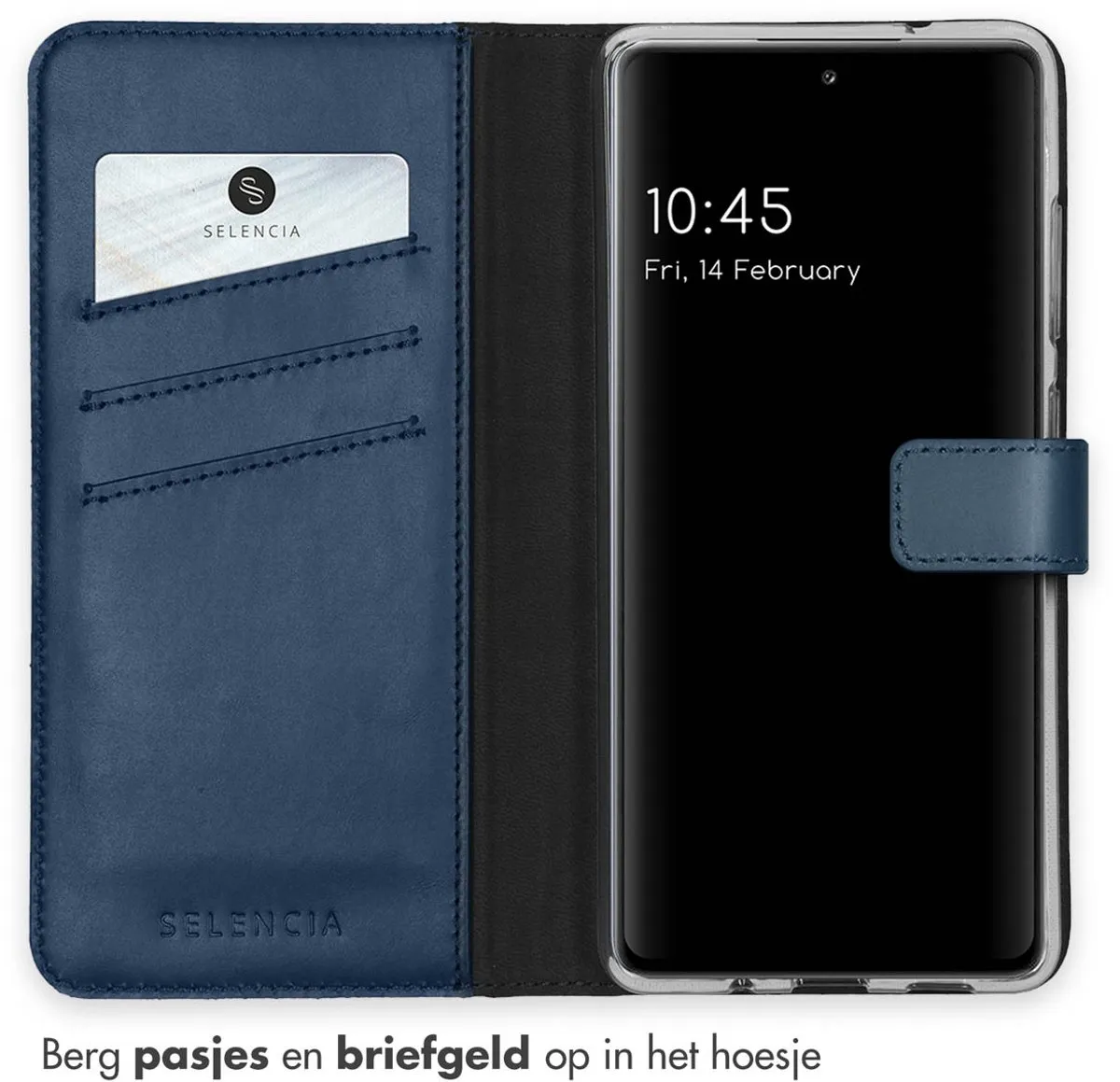 Selencia Hoesje Samsung Galaxy S20 FE - Echt Lederen Bookcase 3 Pasjes - Blauw