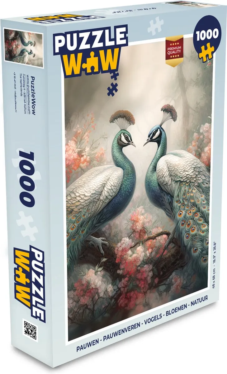 PuzzleWow Pauwenveren Legpuzzel 1000 Stuks - Multicolor