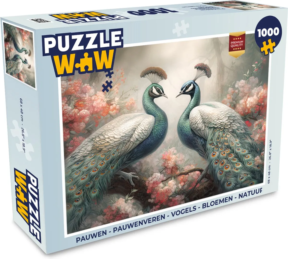 PuzzleWow Pauwenveren Legpuzzel 1000 Stuks - Multicolor