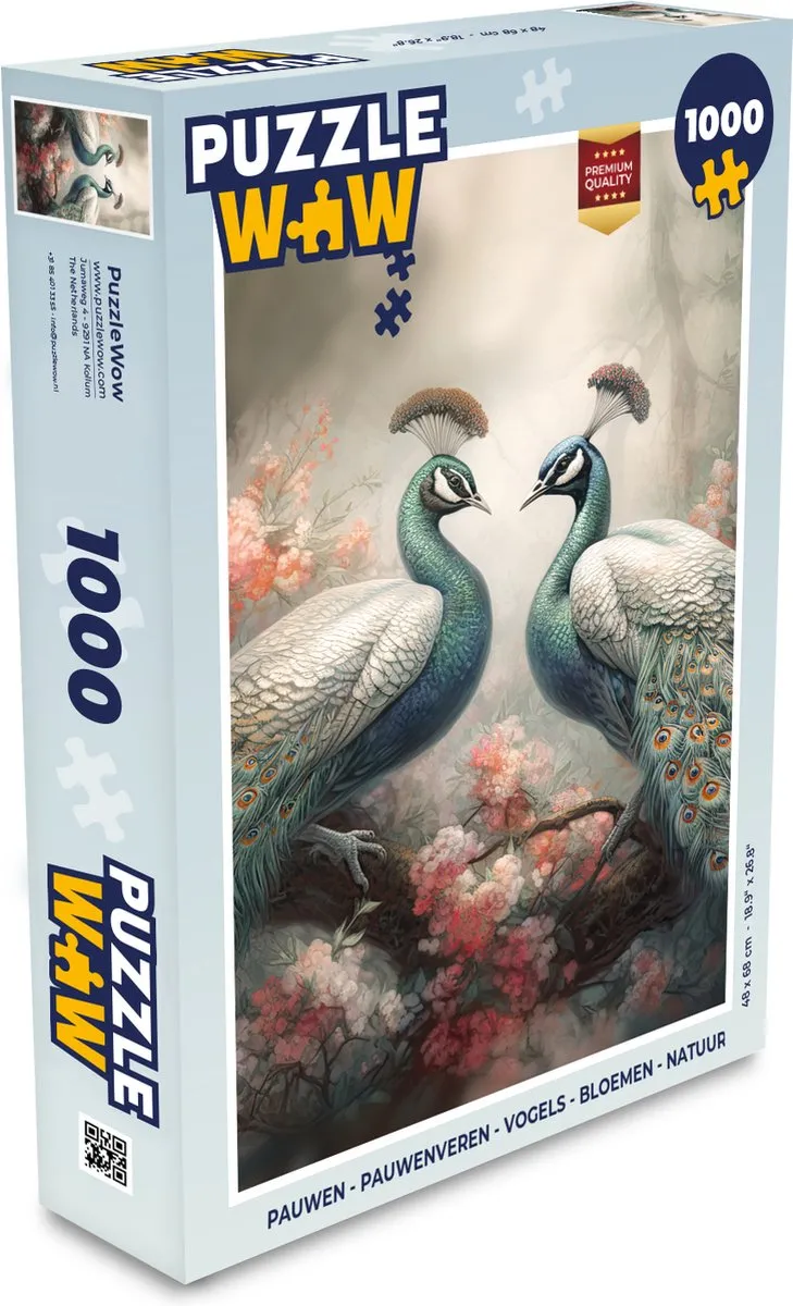 PuzzleWow Pauwenveren Legpuzzel 1000 Stuks - Multicolor