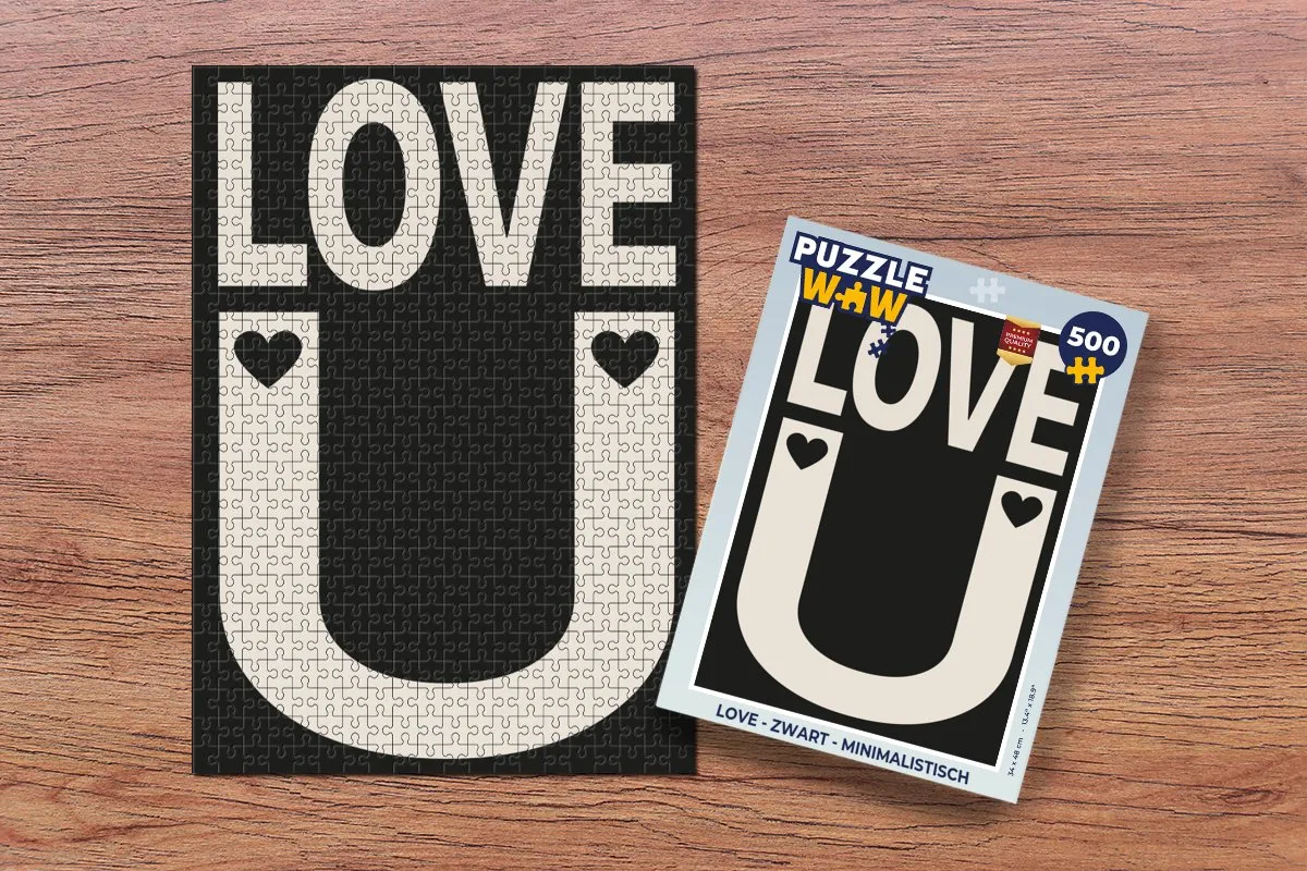 PuzzleWow Love Legpuzzel 500 Stuks - Zwart