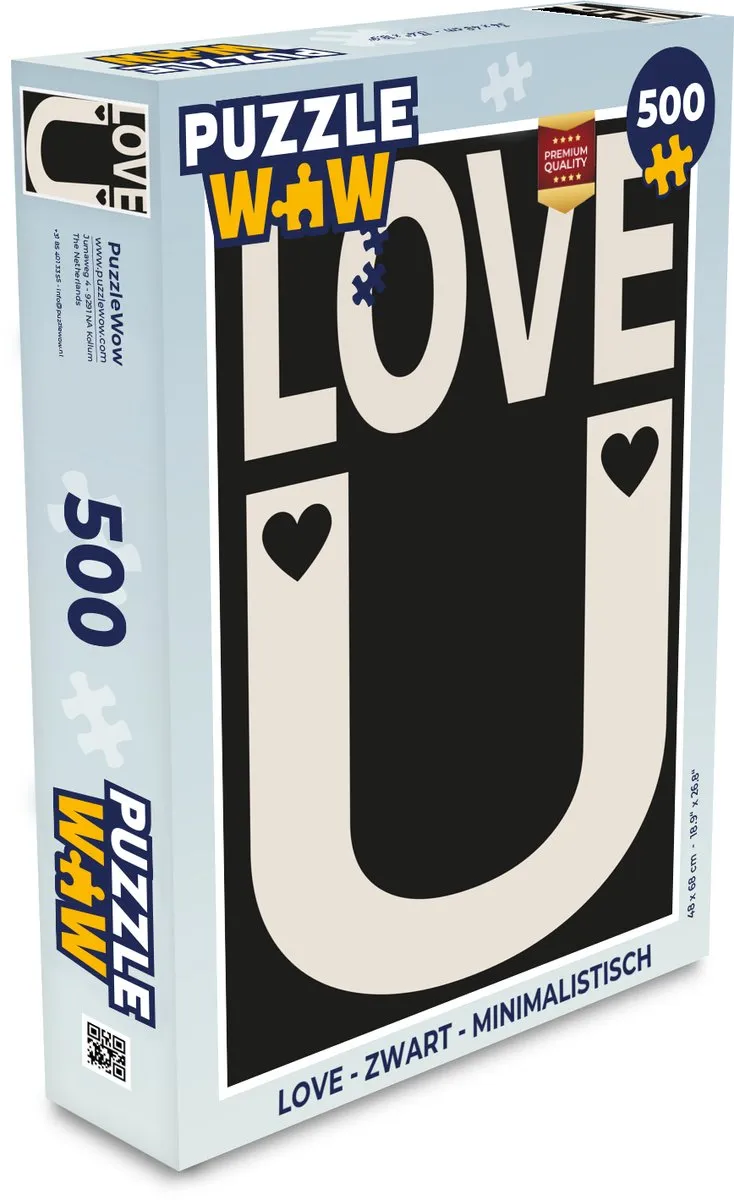 PuzzleWow Love Legpuzzel 500 Stuks - Zwart