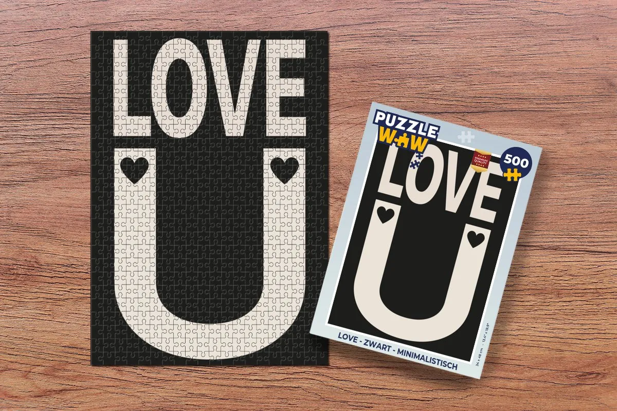 PuzzleWow Love Legpuzzel 500 Stuks - Zwart