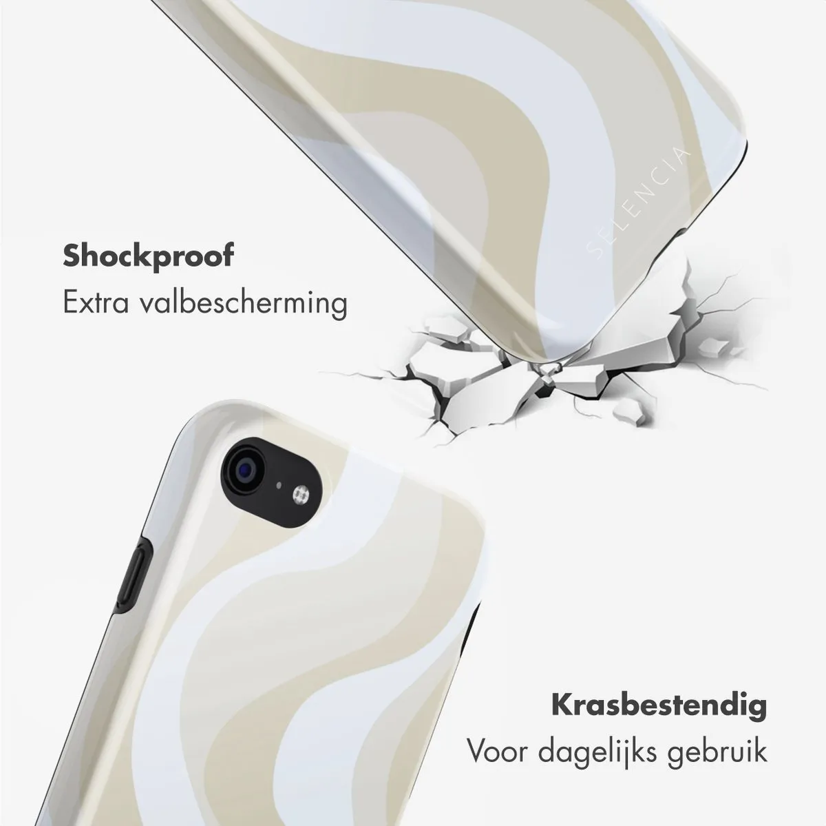 Selencia Hoesje iPhone SE/8/7/6s/6 - Desert Waves Beige