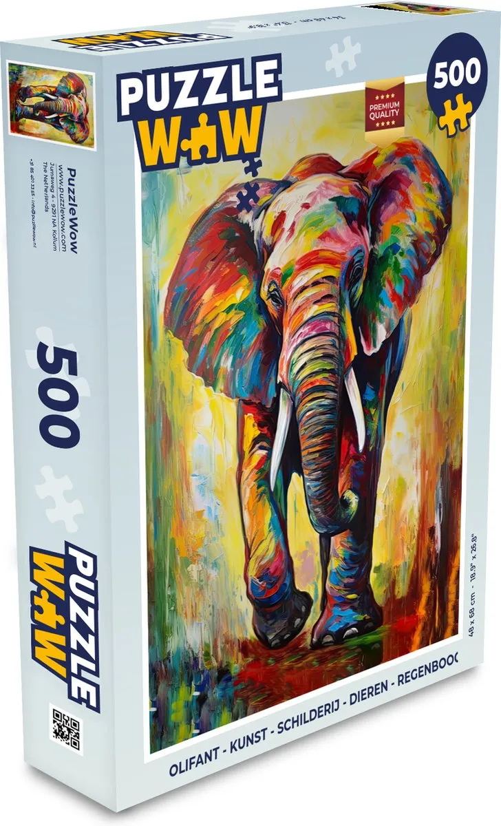 PuzzleWow Olifant Legpuzzel 500 Stuks - Multicolor