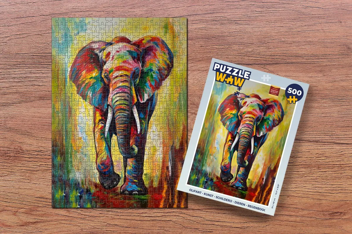 PuzzleWow Olifant Legpuzzel 500 Stuks - Multicolor