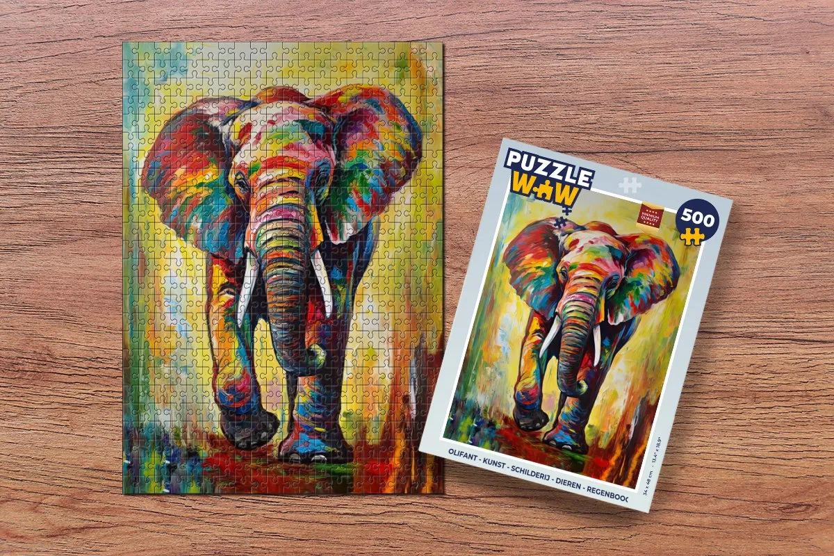 PuzzleWow Olifant Legpuzzel 500 Stuks - Multicolor