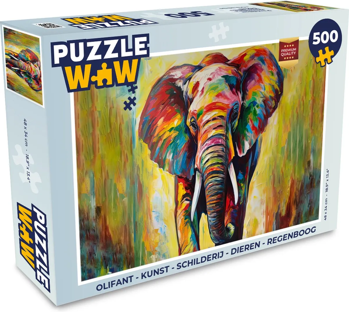 PuzzleWow Olifant Legpuzzel 500 Stuks - Multicolor