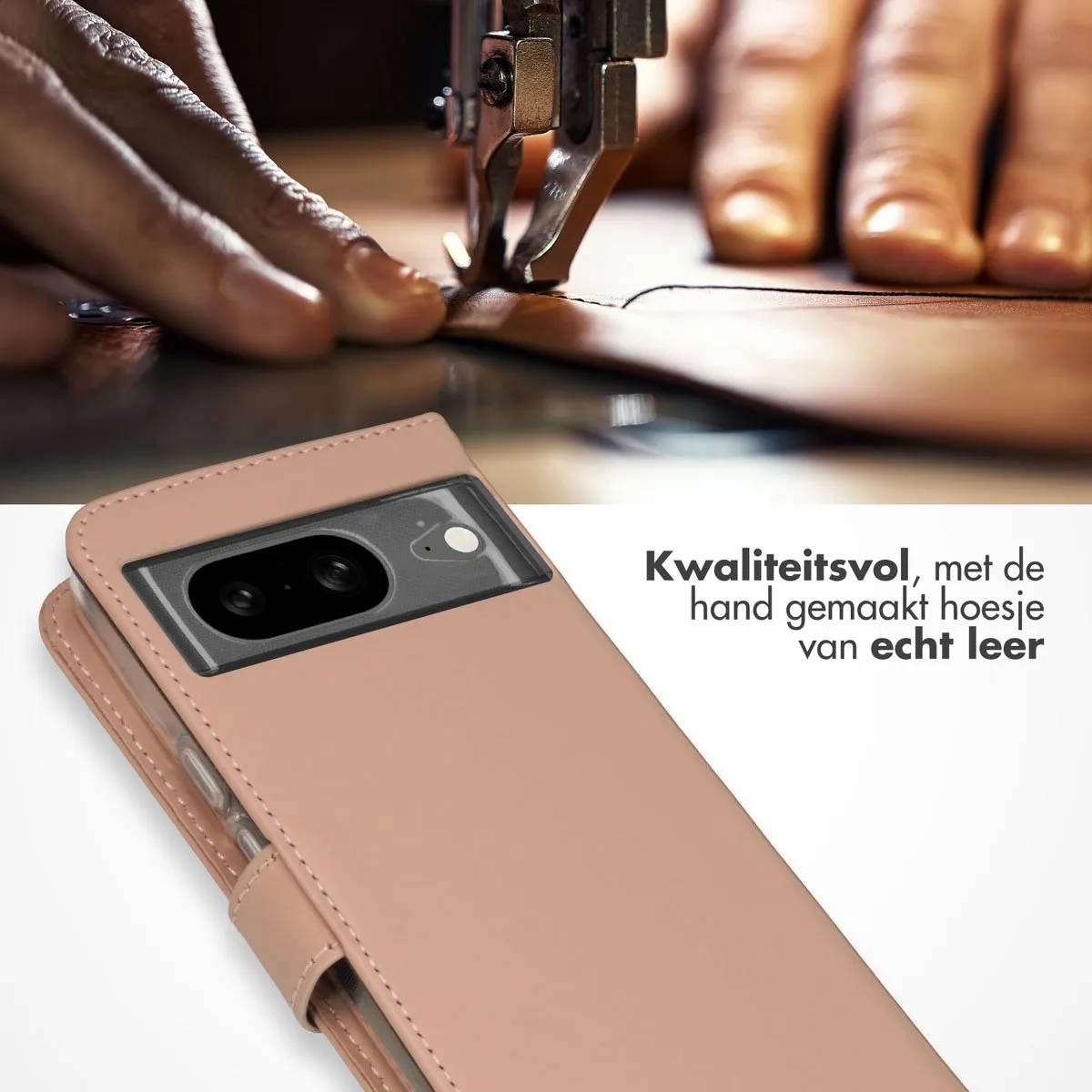 Selencia Bookcase Hoesje Google Pixel 8 - 3 Pasjes - Lichtroze