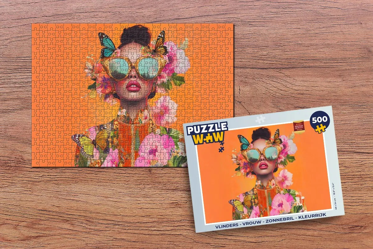 PuzzleWow Vlinders Zonnebril Legpuzzel 500 Stuks - Kleurrijk