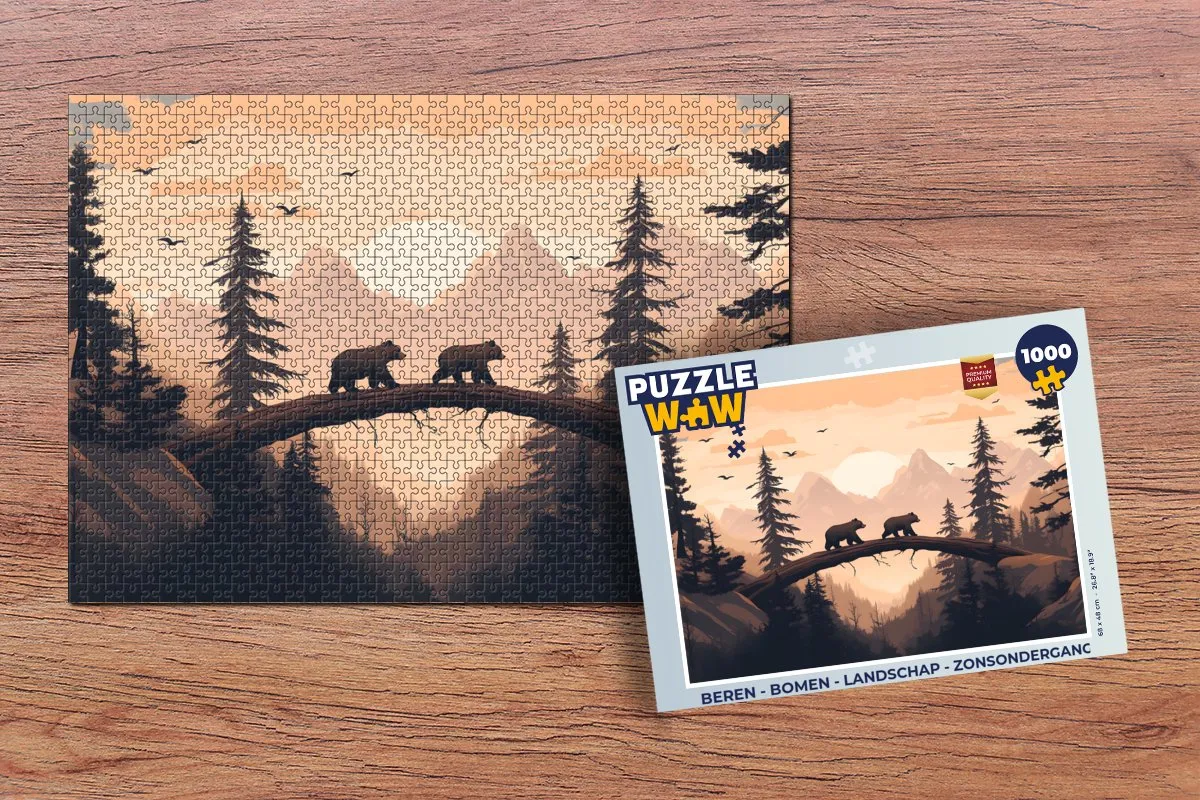 PuzzleWow Legpuzzel Beren Landschap Zonsondergang 1000 Stuks