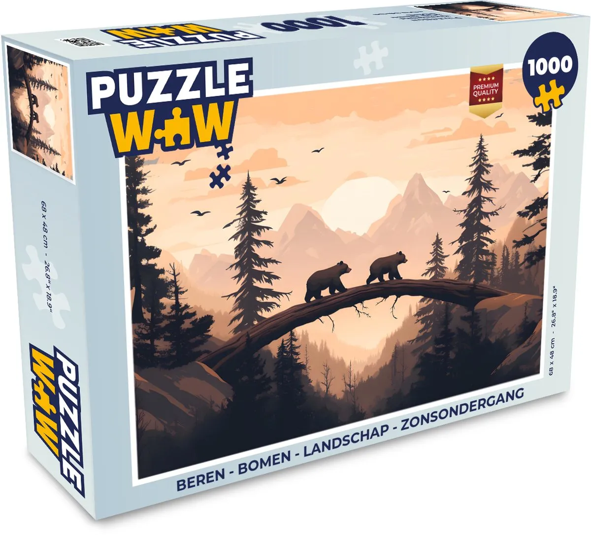 PuzzleWow Legpuzzel Beren Landschap Zonsondergang 1000 Stuks