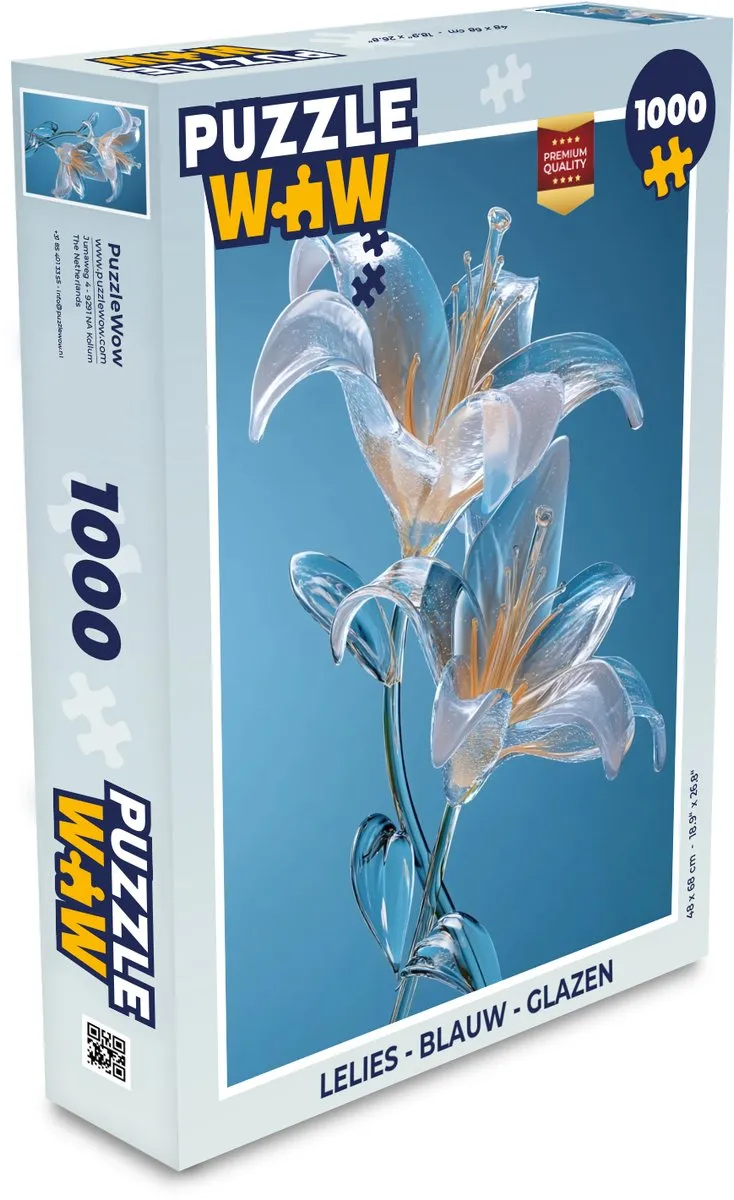PuzzleWow Lelies Glazen Legpuzzel 1000 Stuks